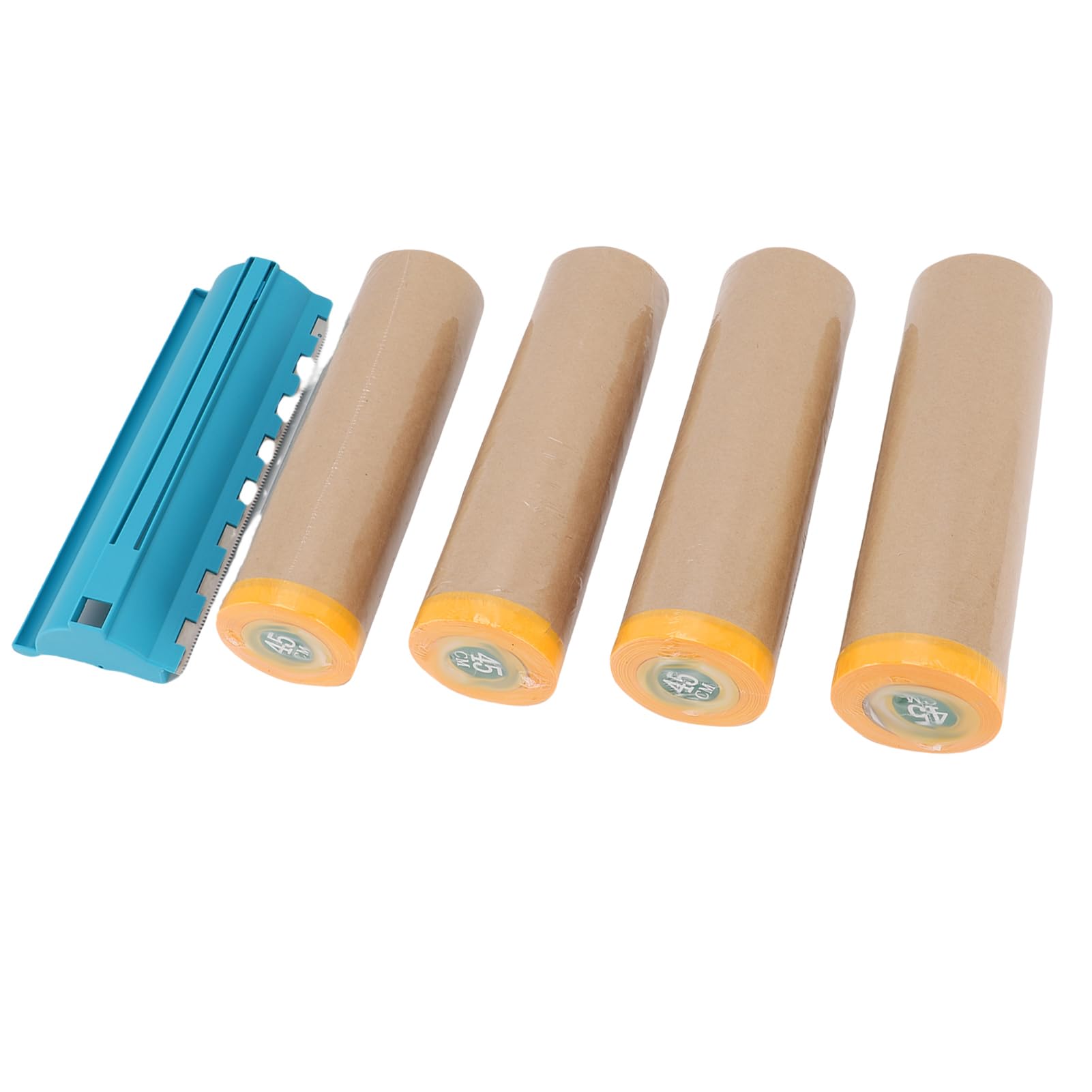 Cryfokt Papier de Masquage pré-encollé avec Distributeur 45,7 Cm 80 Pieds Rouleau de Protection de Peinture Kraft pour Carrosserie Automobile, Papier de Peintre pour Cadres, Plinthes et Garnitures,