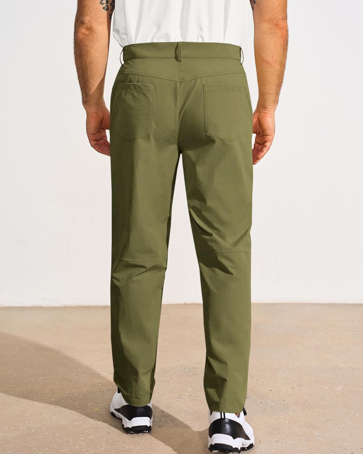 Runcati Mens Golf Pants Casual Flat-Front Stretch Work Dress Pants Lightweight Business Slacks - Image 3