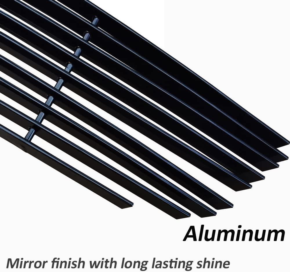 Front Grill Insert fits 2015-2023 Dodge Challenger Phantom Black Billet Grille Inserts Upper Bumper Cover Guard Replament 2pcs Aluminum 2016 2017 2018 2019 2020 2021 2022 2023