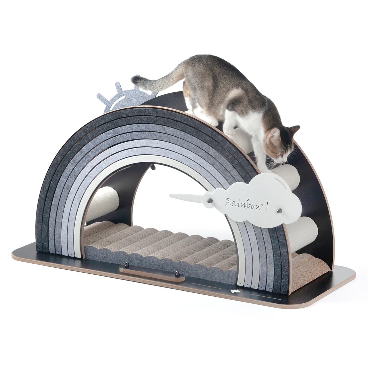 CanadianCat Company | Design-Kratzmöbel Rainbow - grau | Kletter-Bogen mit Kratzbrett | 105 x 45 x 55 cm