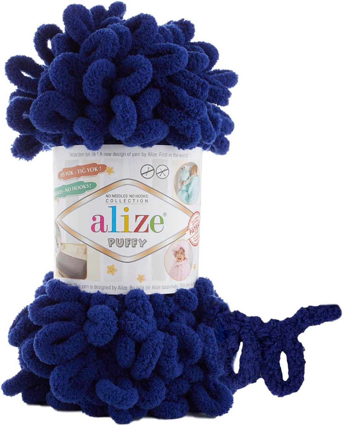 Alize Puffy El Örgü İpi, Parmak Örgü İpi 5 Adet (Gece Mavisi 360)