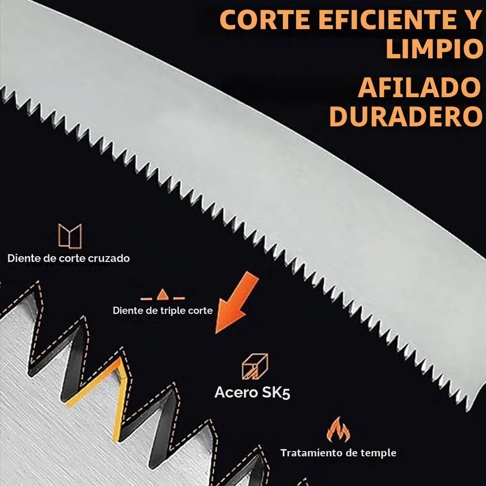 Pertiga Telescopica Podar,Sierra Podar,Pertiga Podar,Altura regulable de 8 m,1 sierra para 2 usos,con maletín de transporte y dos hojas de sierra para reparar fácil y cómodamente las ramas altas