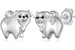 Pug Earrings: Sterling Silver Birthstone Earrings for Dog Lovers