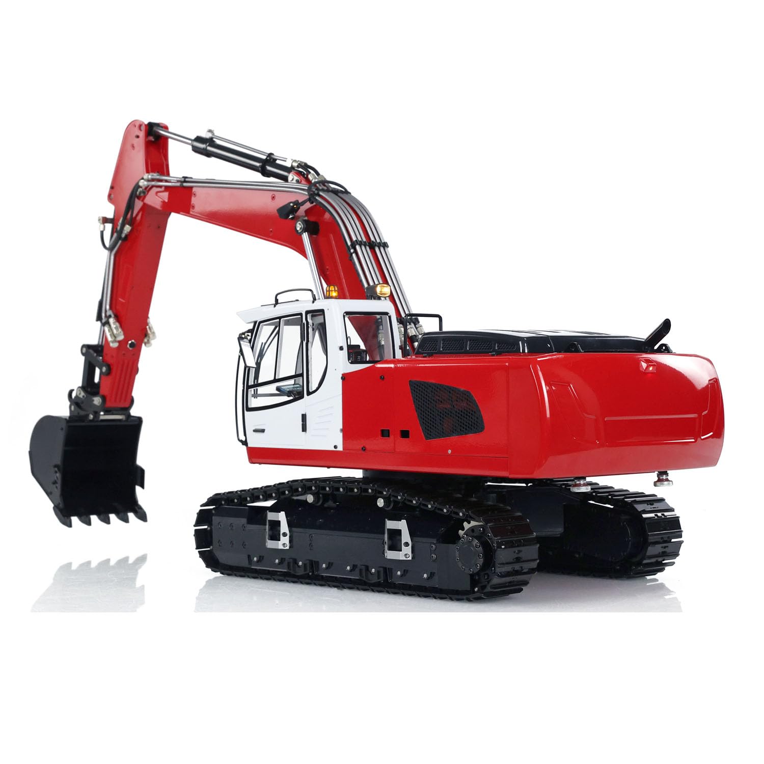 Excavatrice hydraulique RC 1/14 946 9CH Modèle sur chenilles RC Pelleteuse Véhicule de chantier Métal Grab Bucket Ripper Light RC Équipement lourd Rouge Blanc