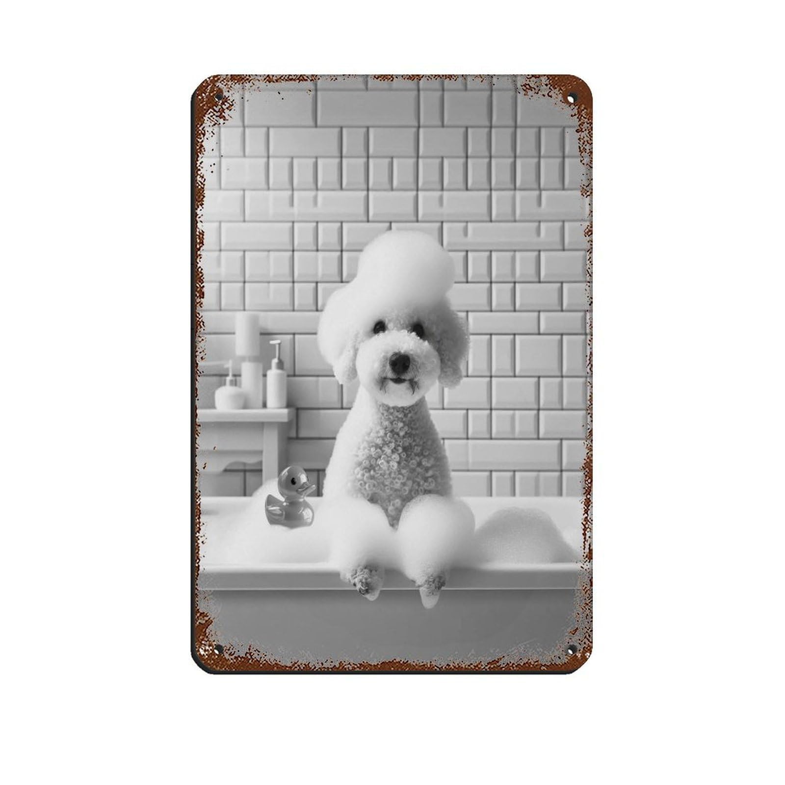 Bedlington Terrier, Funny Bathroom Decor Retro Poster Metal Tin Sign Chic Art Retro Iron Painting Bar People Cave Cafe Family Garage Poster Wall Decoration 8x12inch(20x30cm)