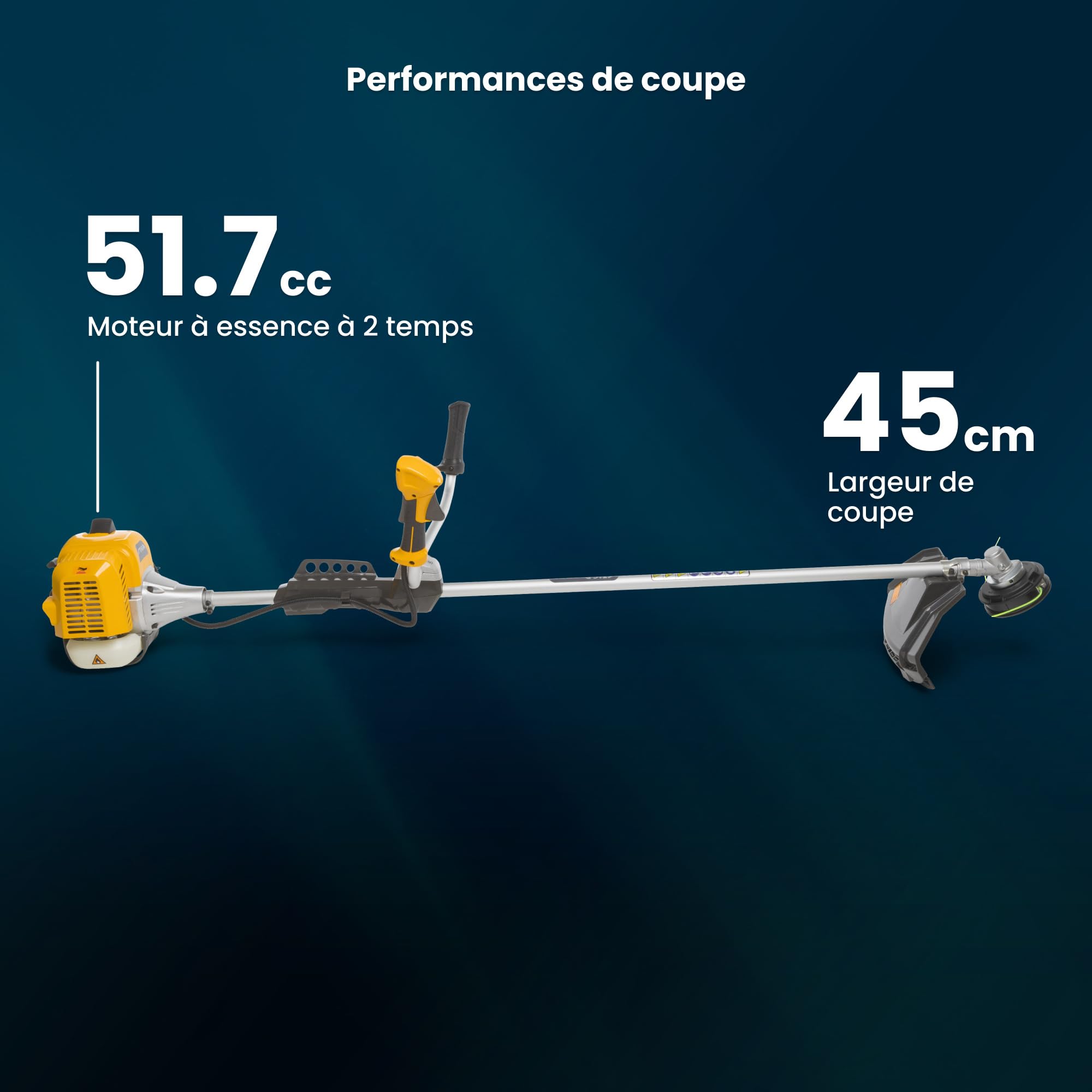 STIGA BC 555 B débroussailleuse à Essence - Moteur 51,7 CC, Largeur de Coupe 45 cm, Guidon vélo, tête Tap&Go, Lame 3T et Double Harnais Inclus, Jaune