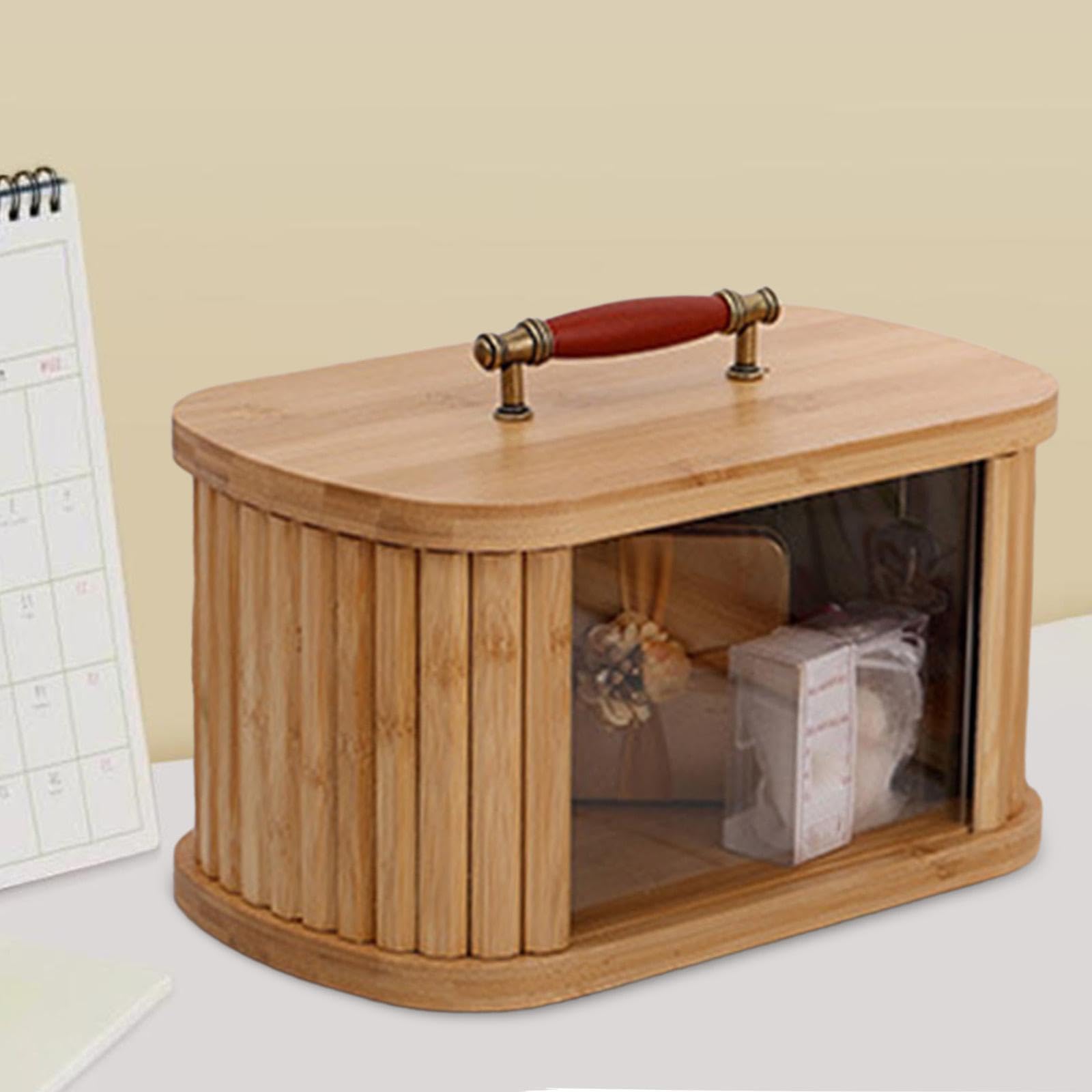 Caja de Madera con Ventana Transparente, Contenedor de Almacenamiento, Caja de Regalo, Cesta de Almacenamiento, Ideal para La Cocina Y Ocasiones, Madera 29cm, Individual