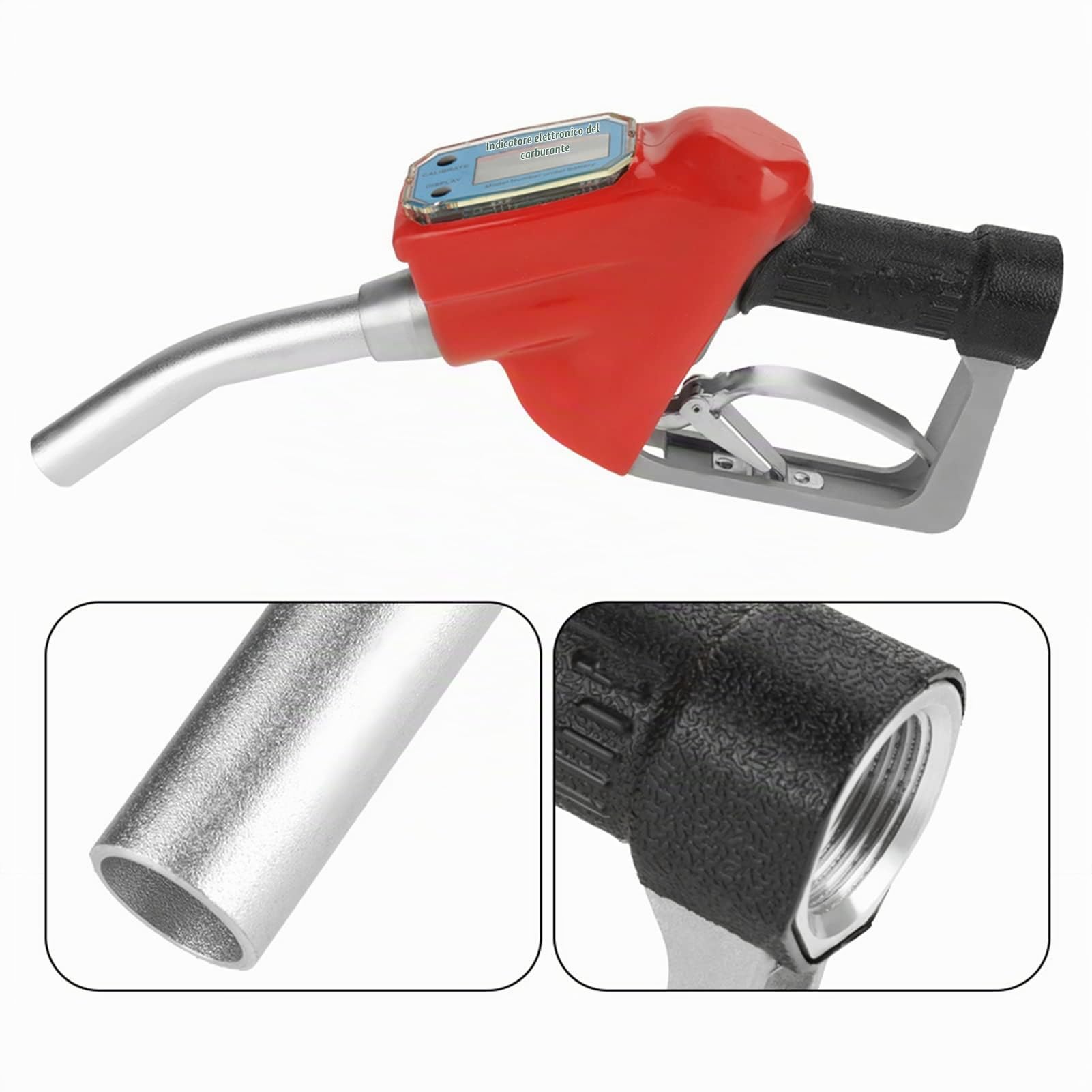 Fuel + Meter Flussometro Carburante Alluminio 1Pc Digital Benzina Ugello Pistola Ugello di Rifornimento con Misuratore di Portata