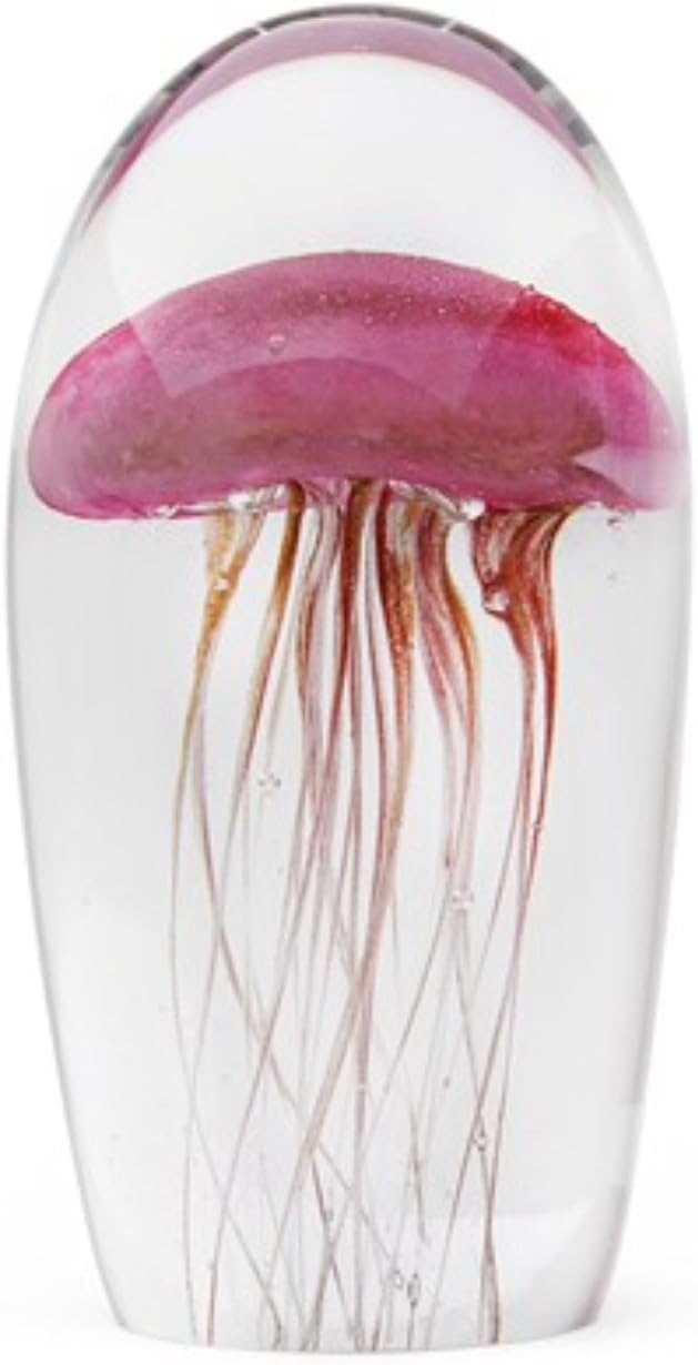 Dynasty Gallery Large Rose Gold Jellyfish Glow in the Dark Glass Paperweight Figurine Jelly Fish
