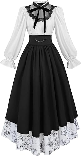 NSPSTT Victorian Dress for Women Renaissance Costume Medieval Outfit Blouse Skir