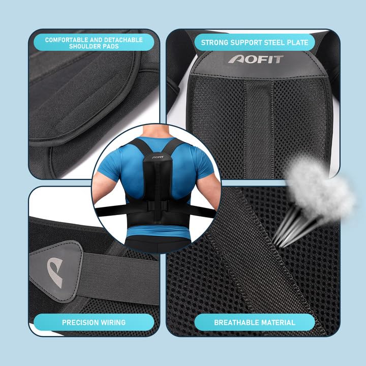 Miniatura 4 de AOFIT Corrector de postura de espalda para hombres y mujeres transpirable, ligero y ajustable, corrector de postura para la espalda, mejora la