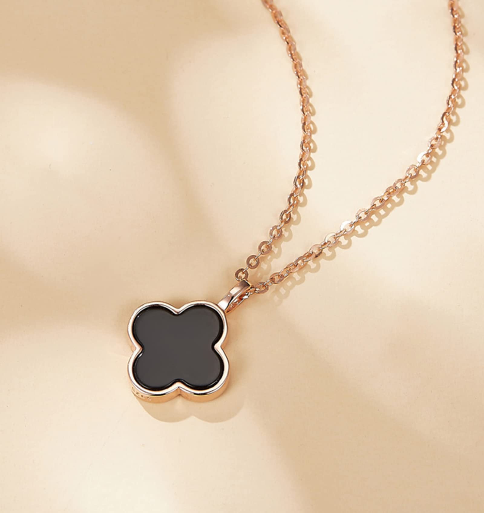 Amazon.co.jp: クローバーネックレス女性S925シルバーローズ