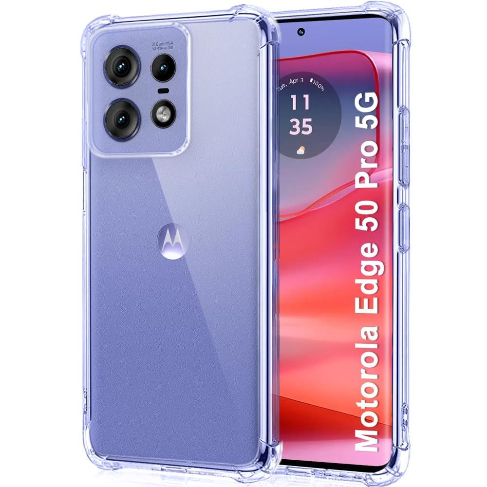 eZell Motorola Edge 50 PRO 5G Back Case with Military Grade Bumper Corners, Crystal Clear Slim Soft Silicone Back Cover Transparent Protective Shockproof Heavy Duty Pouch for Moto Edge 50 Pro (B0D426TQCT) Amazon Price History, Amazon Price Tracker
