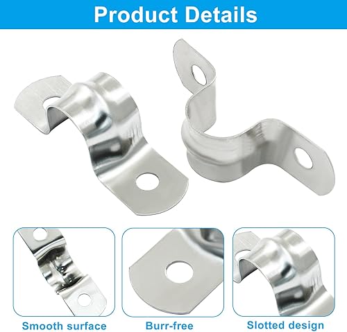 Miniatura 2 de Paquete de 25 correas de tubo rígido M12, correa de cable de acero inoxidable de 12 pulgada, abrazadera de conducto con soporte en U para fijación