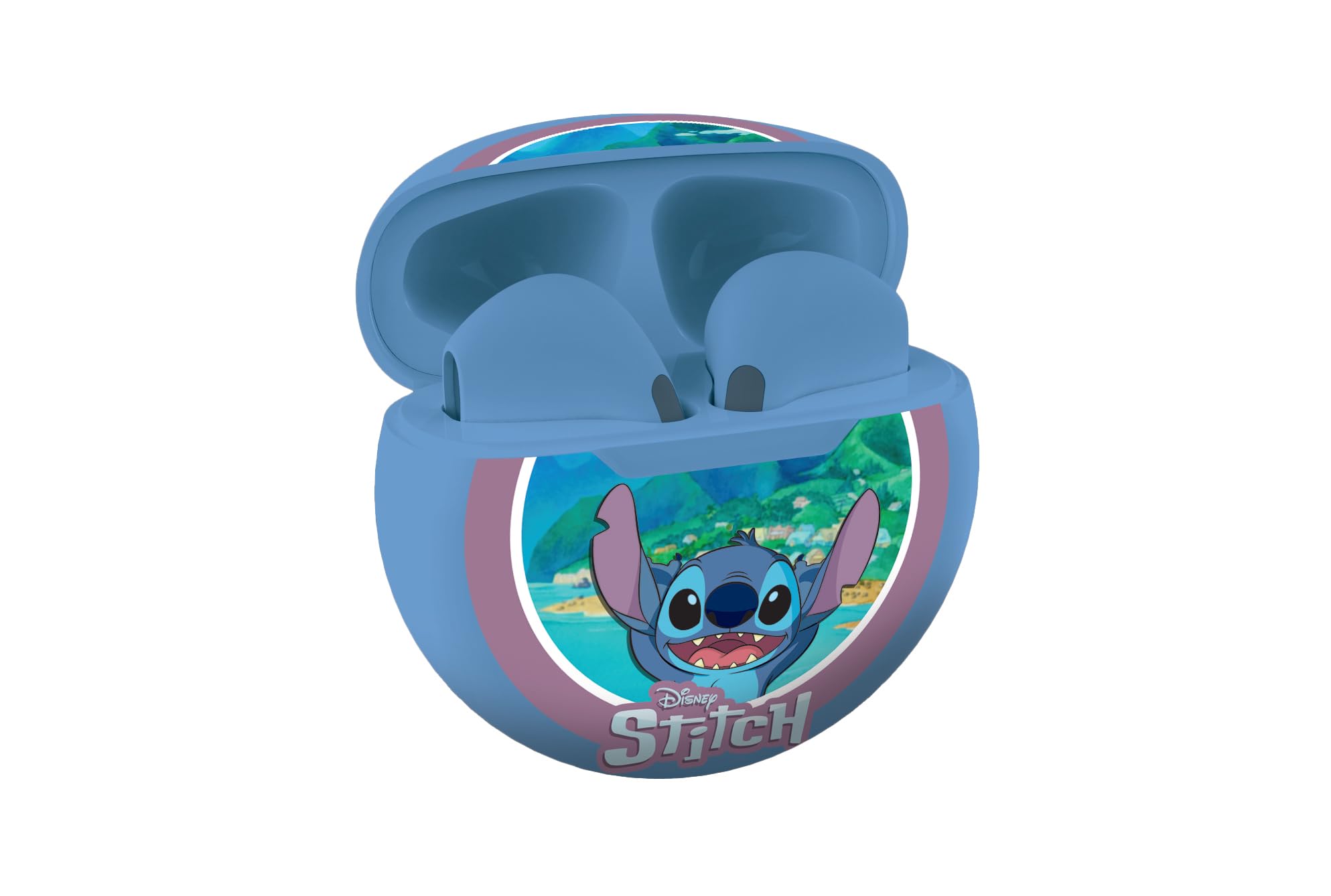LEXIBOOK, Disney Stitch, Wireless Stereo Earbuds, Ideal Quality Sound, Integrated Microphone, Touch Control, Charging Case, Sound Level Limited at 85 dB, Bleu, HPBT05D