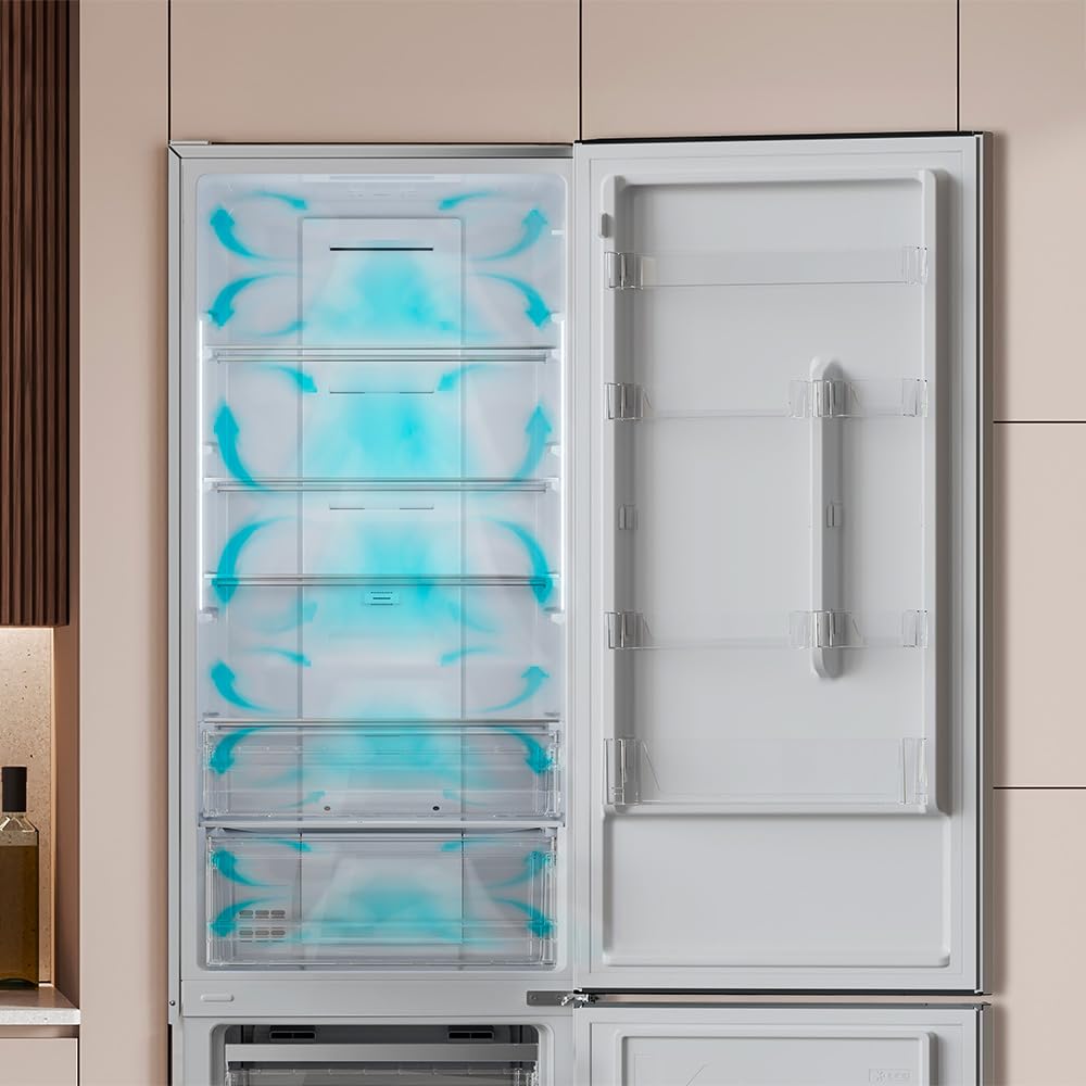 Cecotec Frigorífico Combi Bolero CoolMarket Combi 356 Inox E. Compresor Inverter Plus Frigorífico Combi Inox 200X59.5Cm, 356L, No Frost, Clase E, Multiairflow, Fast Cooling, Puerta Reversible