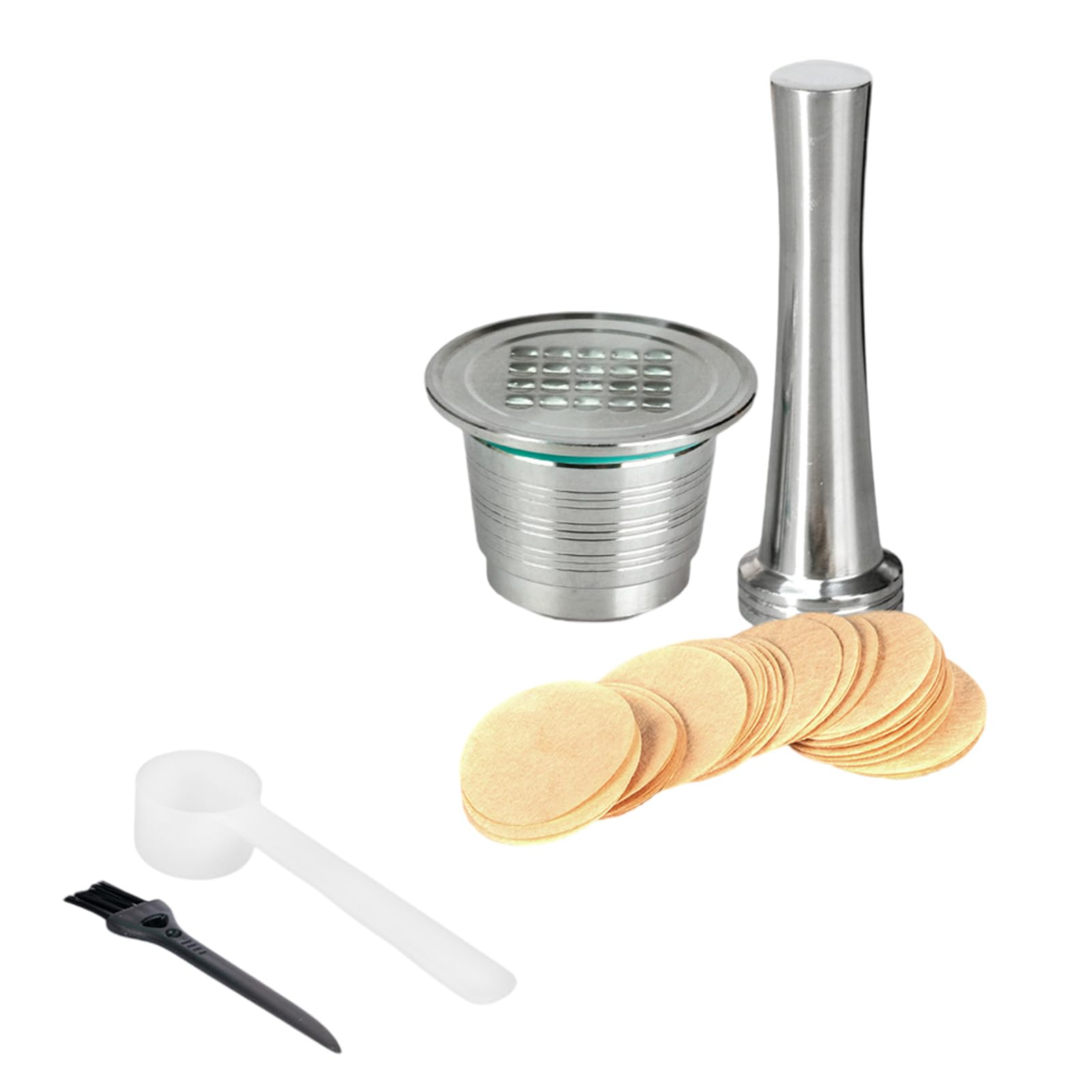 Xinsheinelry Professional Coffee Pods Tool Set Stainless Steel Spoon Filter Paper Cleaning Brush for Brewing and Easy Clea Tool Filter Brewing with Espresso Paper
