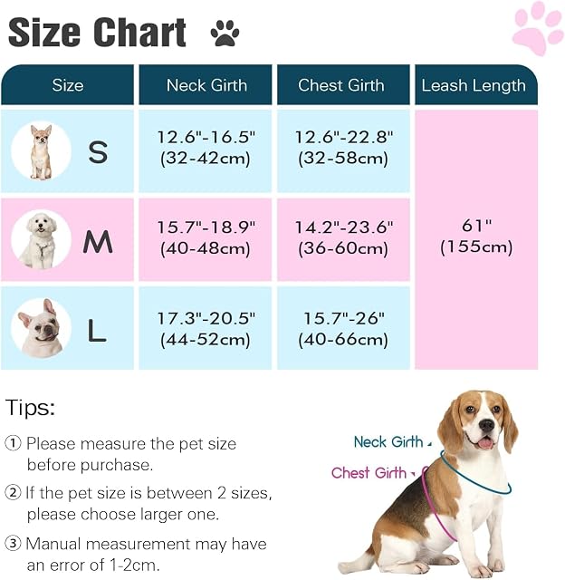 Foto 2 de 7 de Pawaboo Conjunto de arnés y Correa Ajustable para Perros pequeños