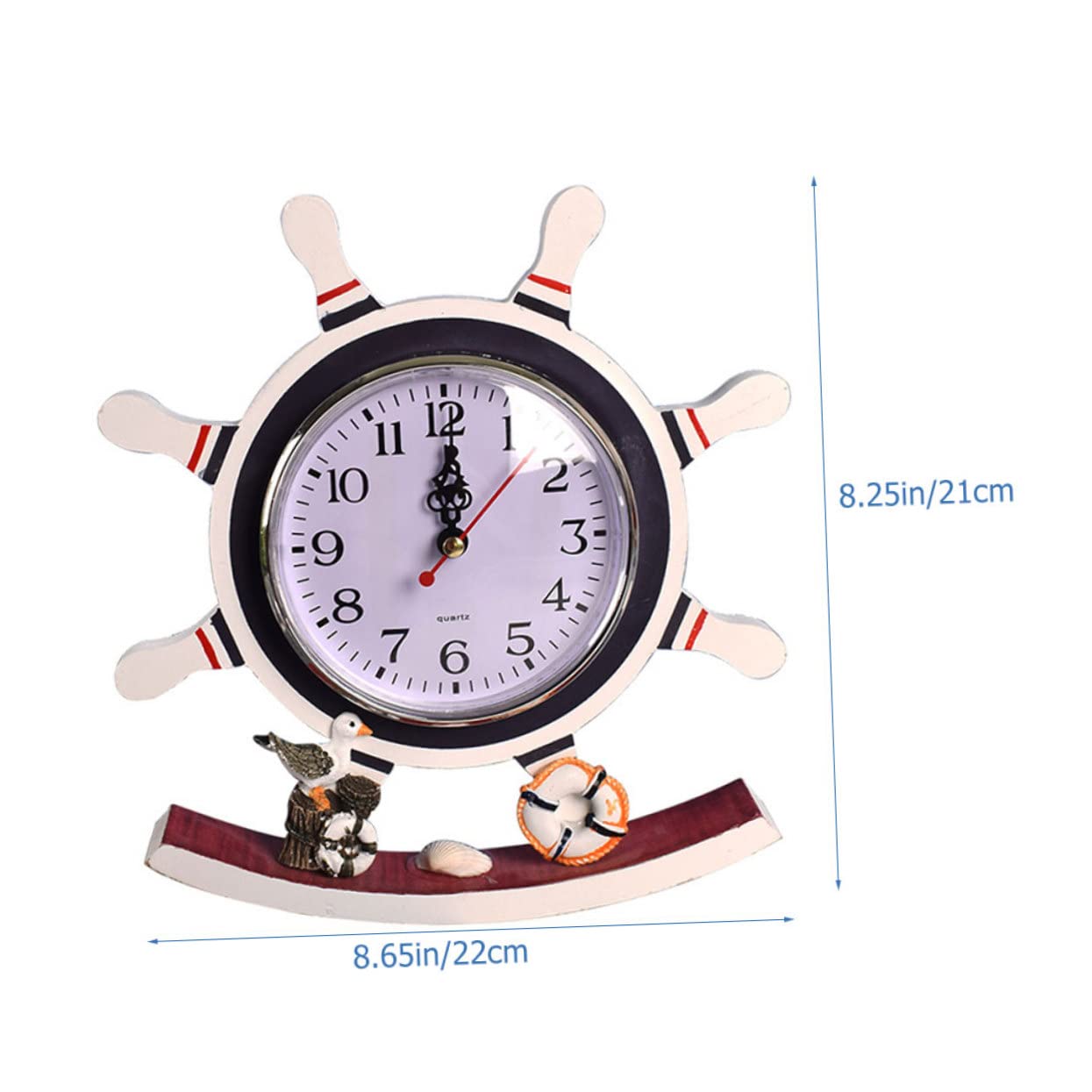 TOPPERFUN Mediterrane Pendeluhr aus Stilvolle Tischuhr für Kinderzimmer und Kreatives Nautisches Design Uhr Wohnaccessoire ohne Tickgeräusche Batteriebetrieben Batterie Nicht Enthalten