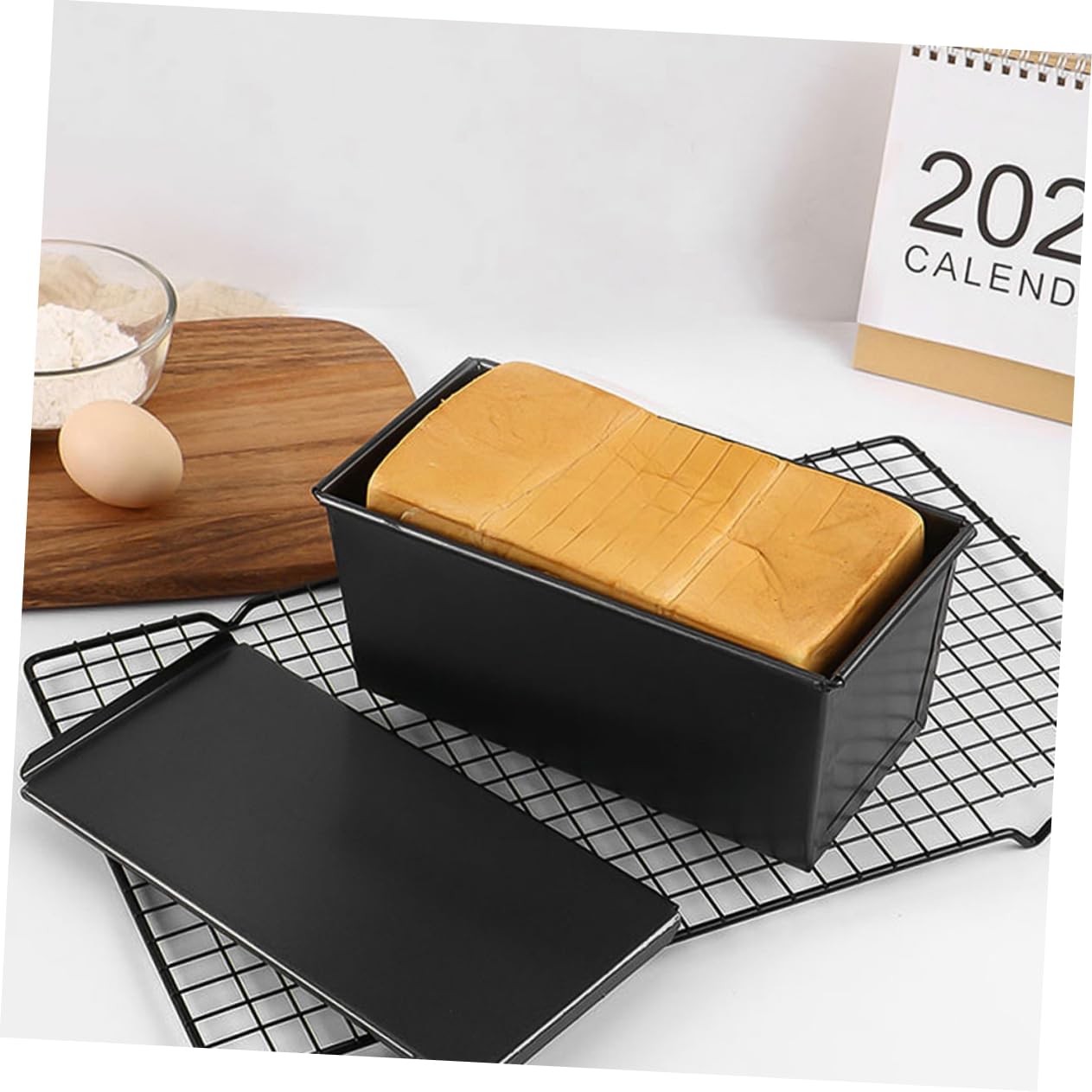 PartyKindom Toastbrotform Langlebig und Hitzebeständig aus Kohlenstoffstahl 2 Stück mit Deckel Antihaftbeschichtete Kastenformen für Backofen und Küche