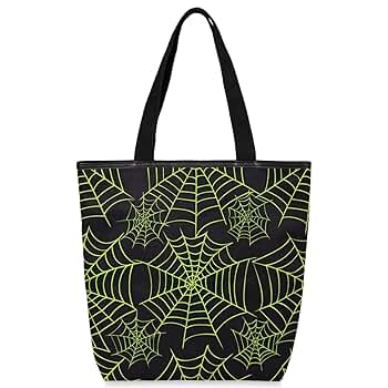 POST O’ALLS×BAGSINPROGRESS spider web Amazon.com: Halloween Spider Web Canvas Tote Bag with Zipper