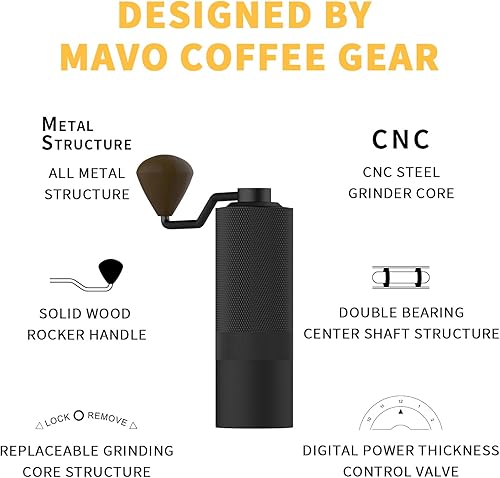 Miniatura 3 de MAVO Wizard - Juego de molinillo de café manual, molinillo de café de rebabas, capacidad de 0.71 oz con 2 rebabas CNC, pentágono y hexagonal,