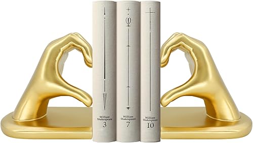 MOYI Sujetalibros decorativos con dos manos de corazón, escritorio único para oficina, decoración del hogar, decoración del hogar, para sala de