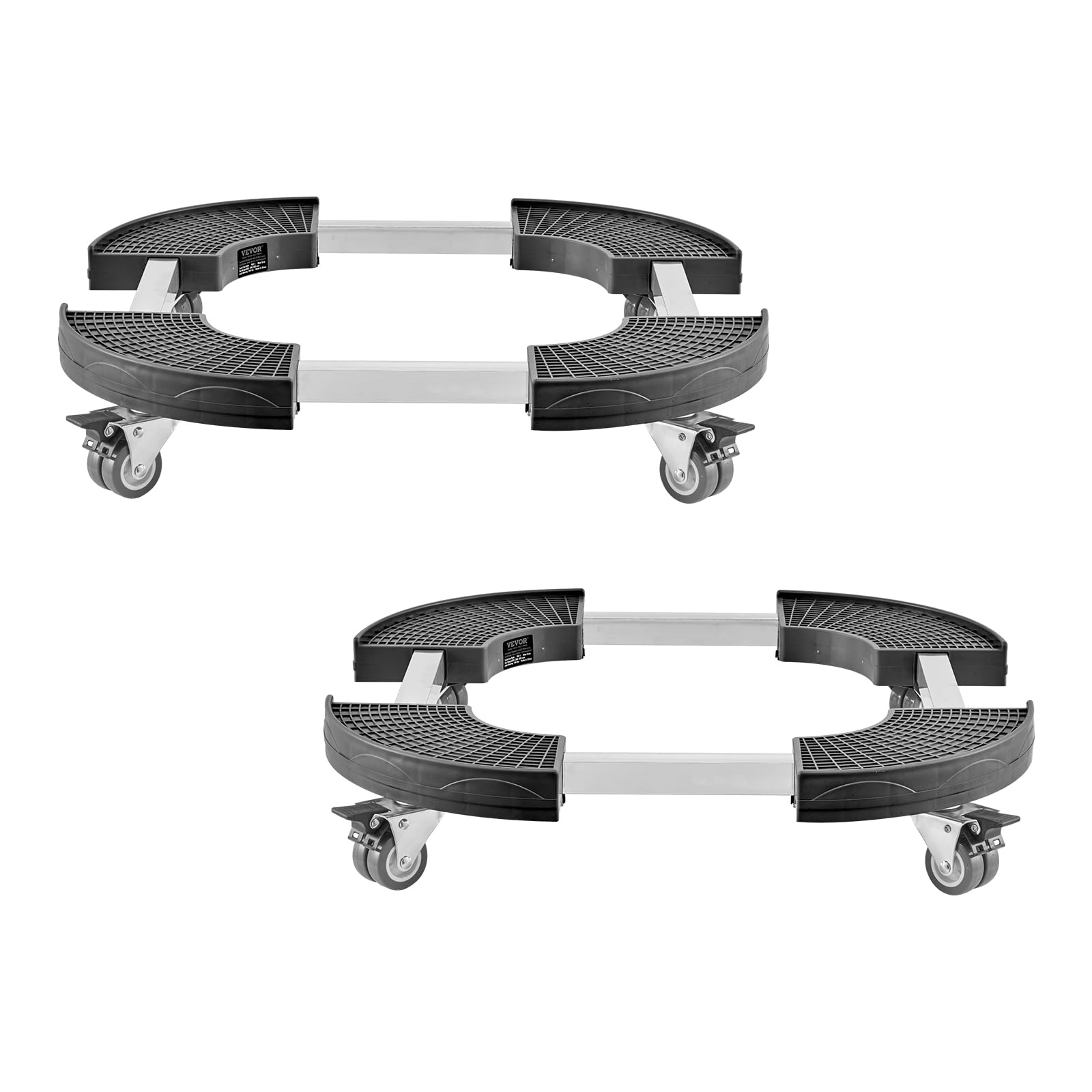 VEVOR Chariot à Poubelle Réglable 380-580 mm Socle à roulettes à Poubelles Rondes, Lot de 2, Capacité Charge 181,4 kg, avec 4 Roues Pivotantes Verrouillables, Chariot Plantes Multifonctionnel Robuste
