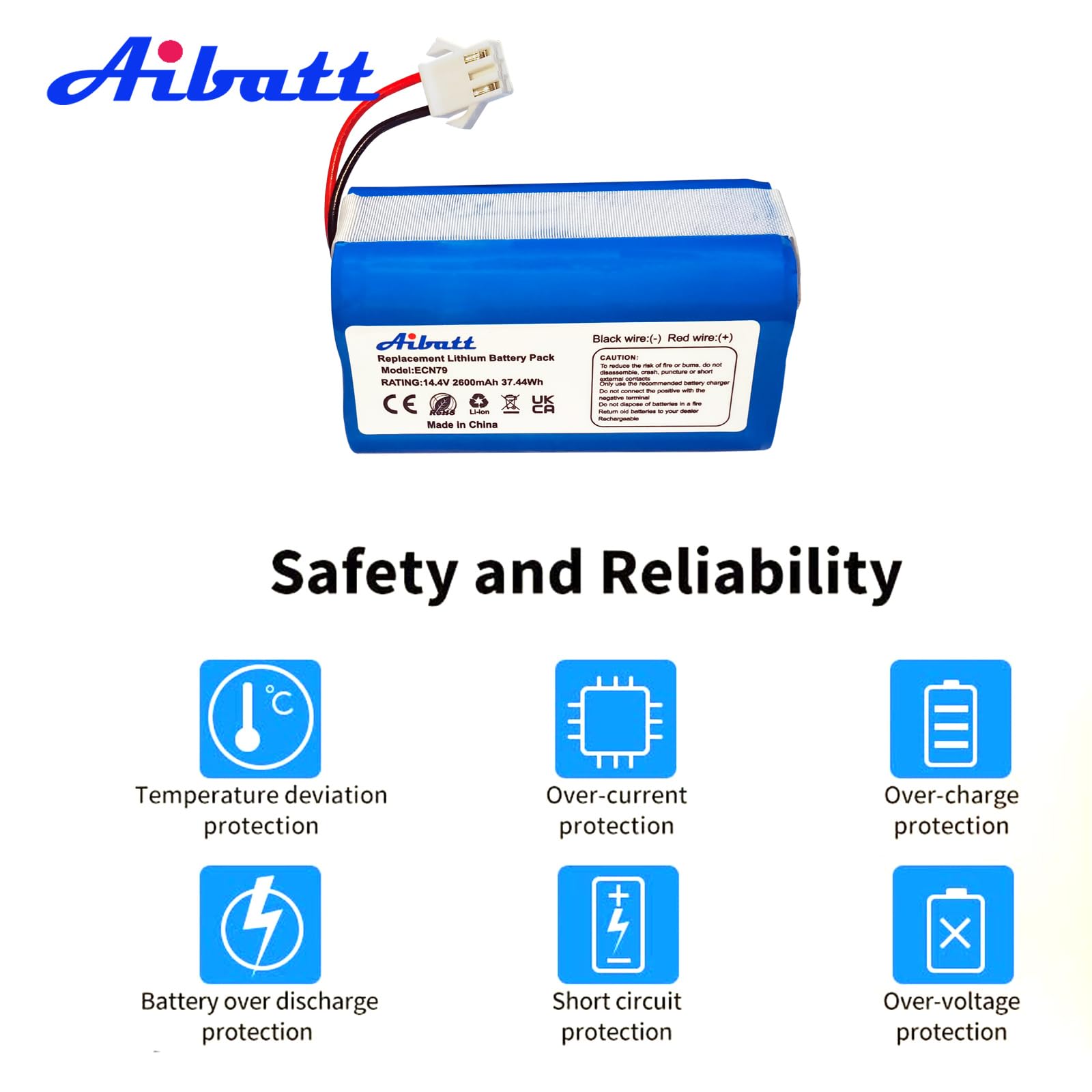 2600mAh Ersatzakku für Eufy RoboVac 11S/11SMAX,30C,15C/15CMAX,35C,G10 Hybrid,G40 Hybrid+, G20/G30 Serie, akku für Tesvor X500, Batterie für Proscenic 850T, Ecovacs DEEBOT N79,N79S RoboVac.
