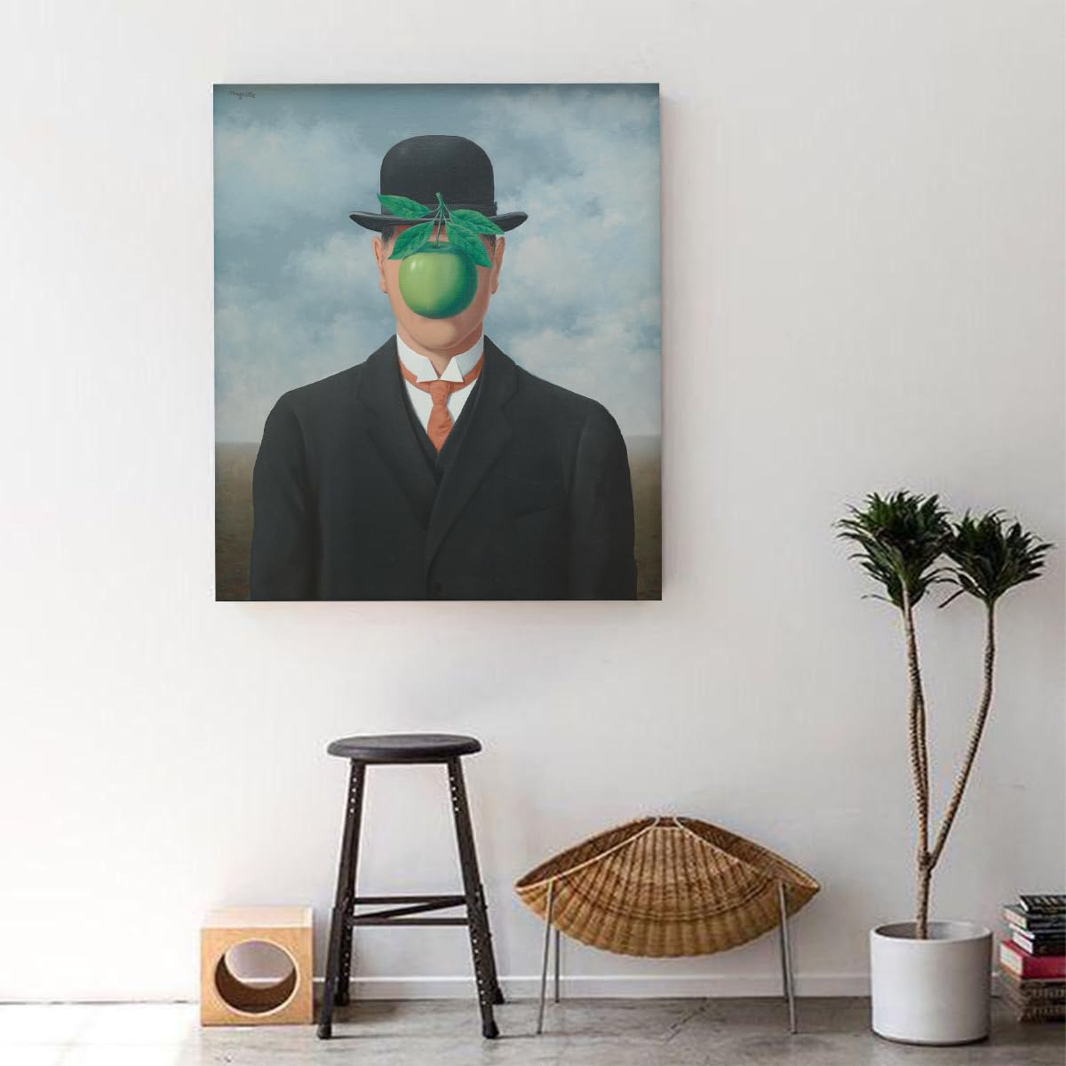 Magritte El Hijo del Hombre Lienzo Manzanas Verdes 85x100cm