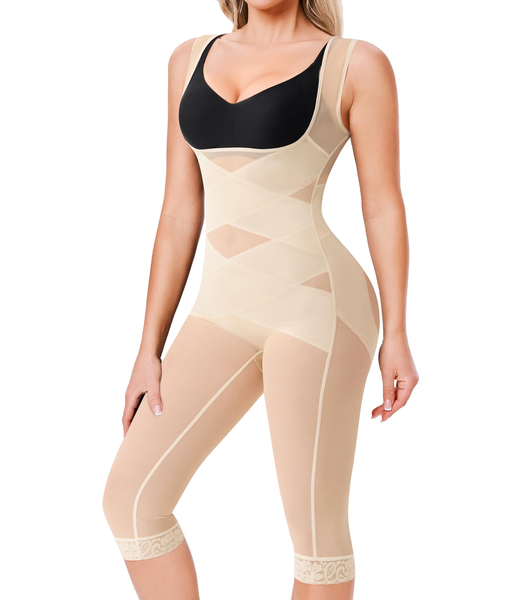 Nebility Body Gainant Femme Ventre Plat Gaine Amincissante Invisible Body Sculptant Femme Abdominoplastie Post Operatoire Combinaison Gainante Sans Couture Fajas Colombianas Shapewear