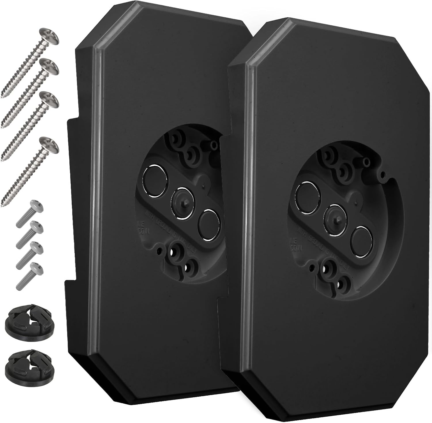 Siding Mounting Block, Great Appearance 8141DBL Built-in Electrical Box Outdoor Light Mounting Block, Siding Mounting Plate for 1/2 inch Lap Double and 4 inch Siding, Black 2 Packs, Large