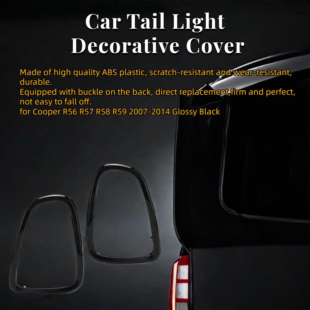 2 Pezzi di Rivestimento della Copertura della Luce Posteriore, Anelli del Telaio delle Luci Posteriori per R56 R57 R58 R59 2007-2014, Rivestimento della Cornice della Luce Posteriore Dell'auto (Nero