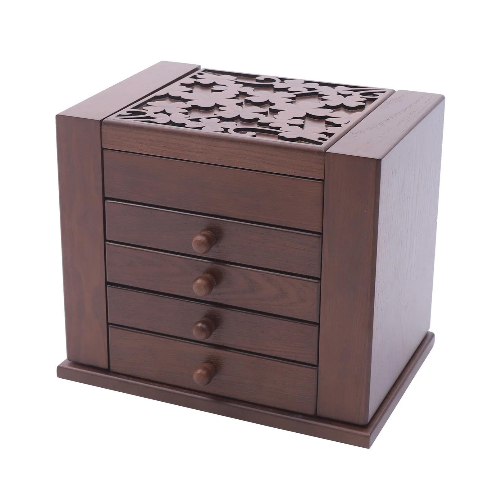 Joyero Viaje Joyero Estilo Cajón Brown 5 Acoda Almacenamiento Madera Rústico Organizador Joyeros