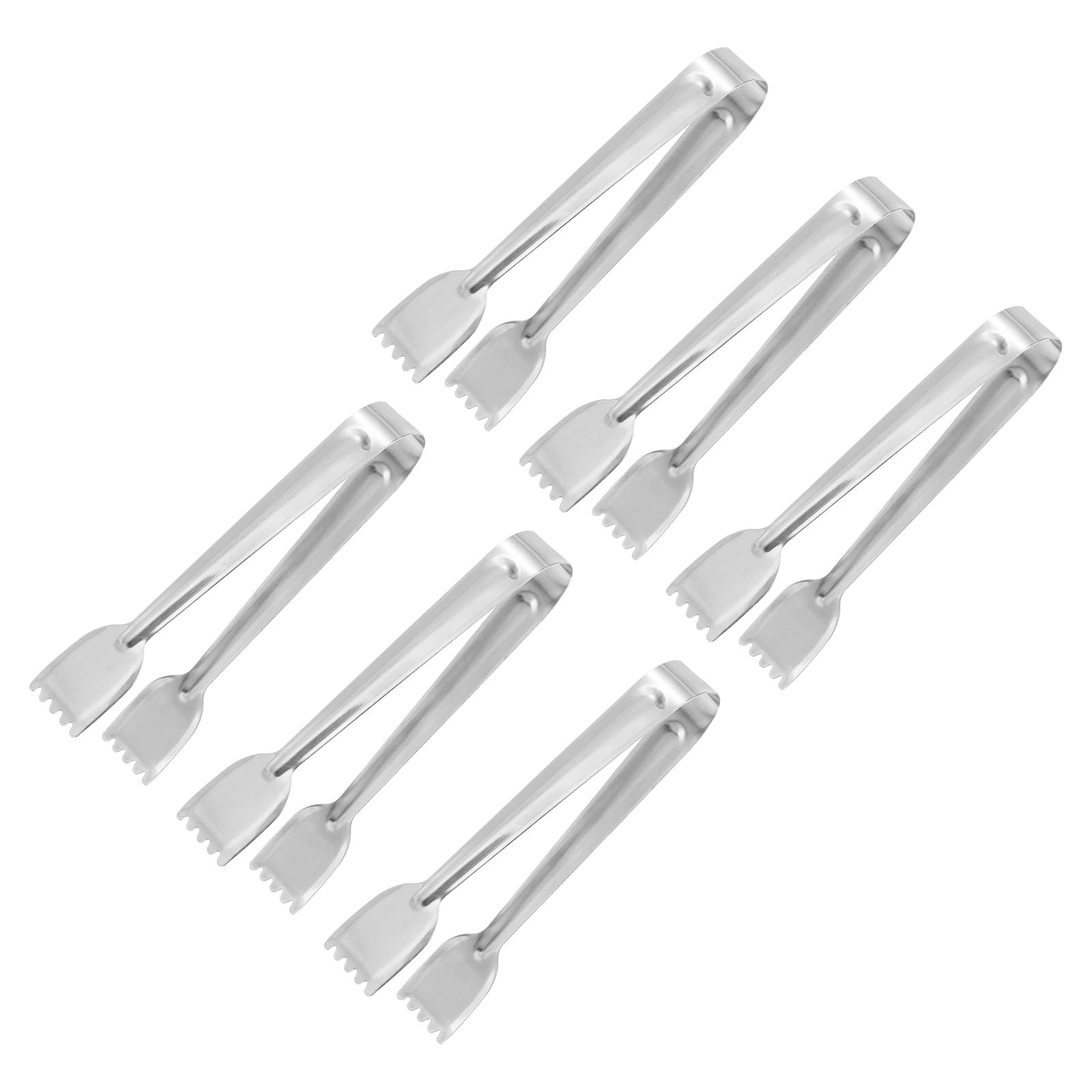 uxcell Serving Tongs, 6pcs 6.5 Inch - Stainless Steel Ice Tongs, Mini Sugar Tongs for Appetizers, Charcuterie, Dessert, Tea Party, Bar, Cafe (Silver)