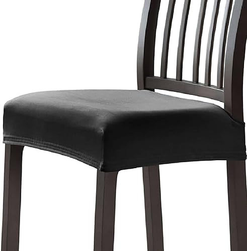 Juego de 6 fundas de asiento para sillas de comedor de terciopelo elástico, suaves, extraíbles y lavables, para cocina, boda, fiesta, color negro,