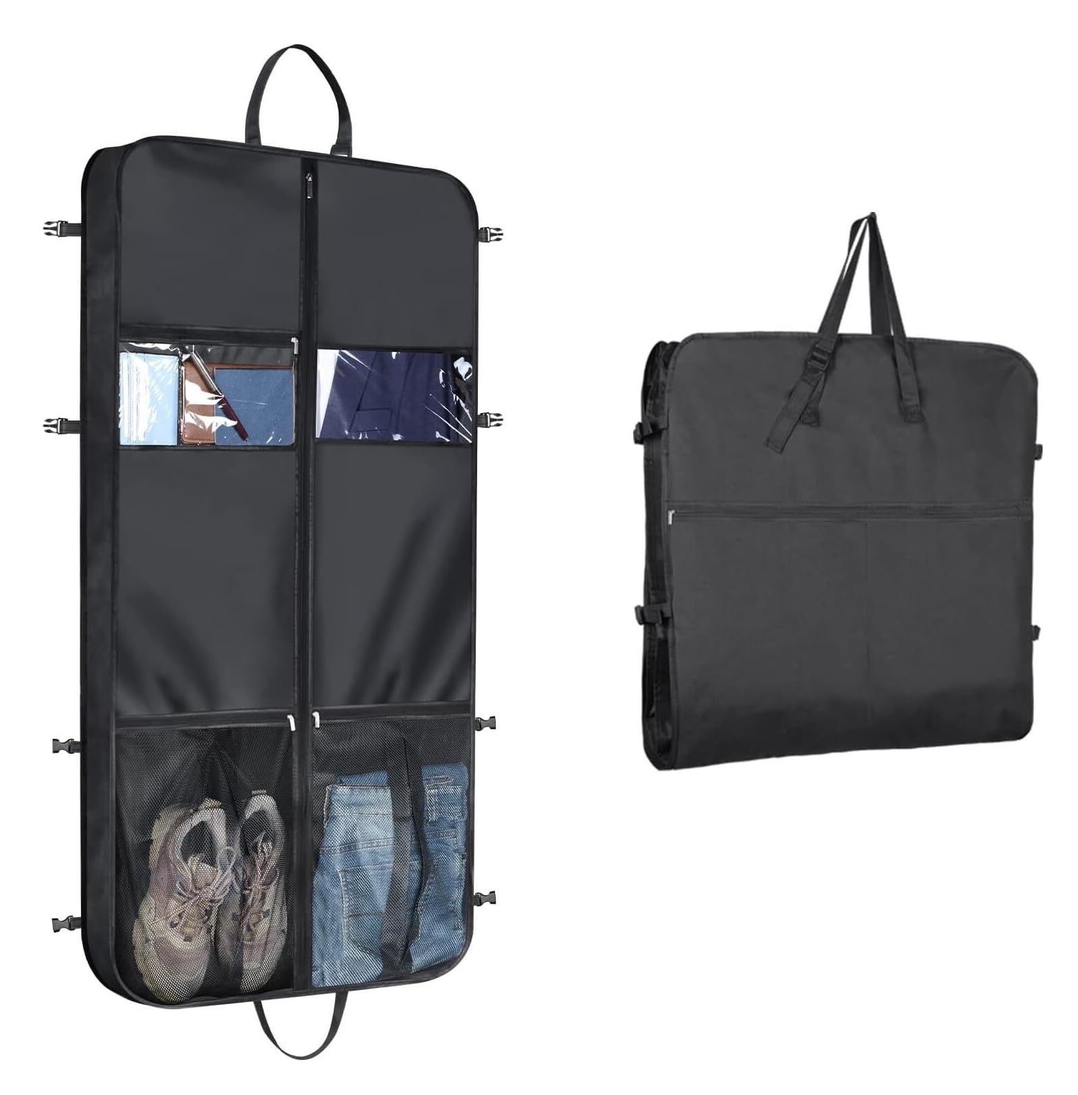 IRYZE Garment Bag for Travel 50 Garment Bag With Handle Gusseted Zippered 6 Pockets Foldable Cloth Suit Bag