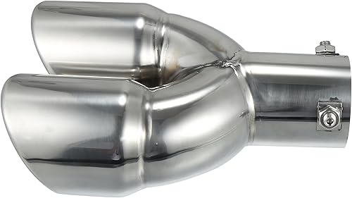 Miniatura 4 de X AUTOHAUX 2.362 in 2.36" entrada recta universal coche doble punta escape acero inoxidable tono plateado apto para tubo de 2.5"