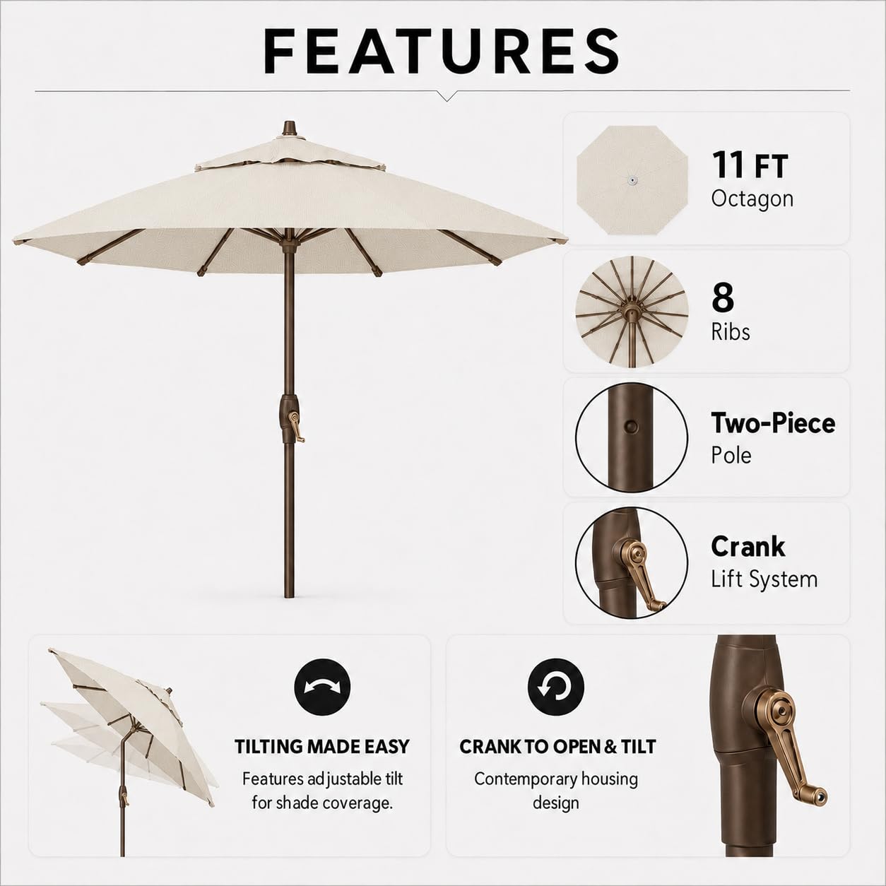 11 tilting aluminum patio umbrella Treasure Garden 11ft – Outdoor Market Umbrella – Deluxe Auto-Tilt – Bronze Frame (Sunbrella, Canvas) : Patio, Lawn & Garden The foot pedal allows Color:Khaki Stone/Arrowwood Yellow Leather Laptop Backpack for FIA 8878-2024 Helmet