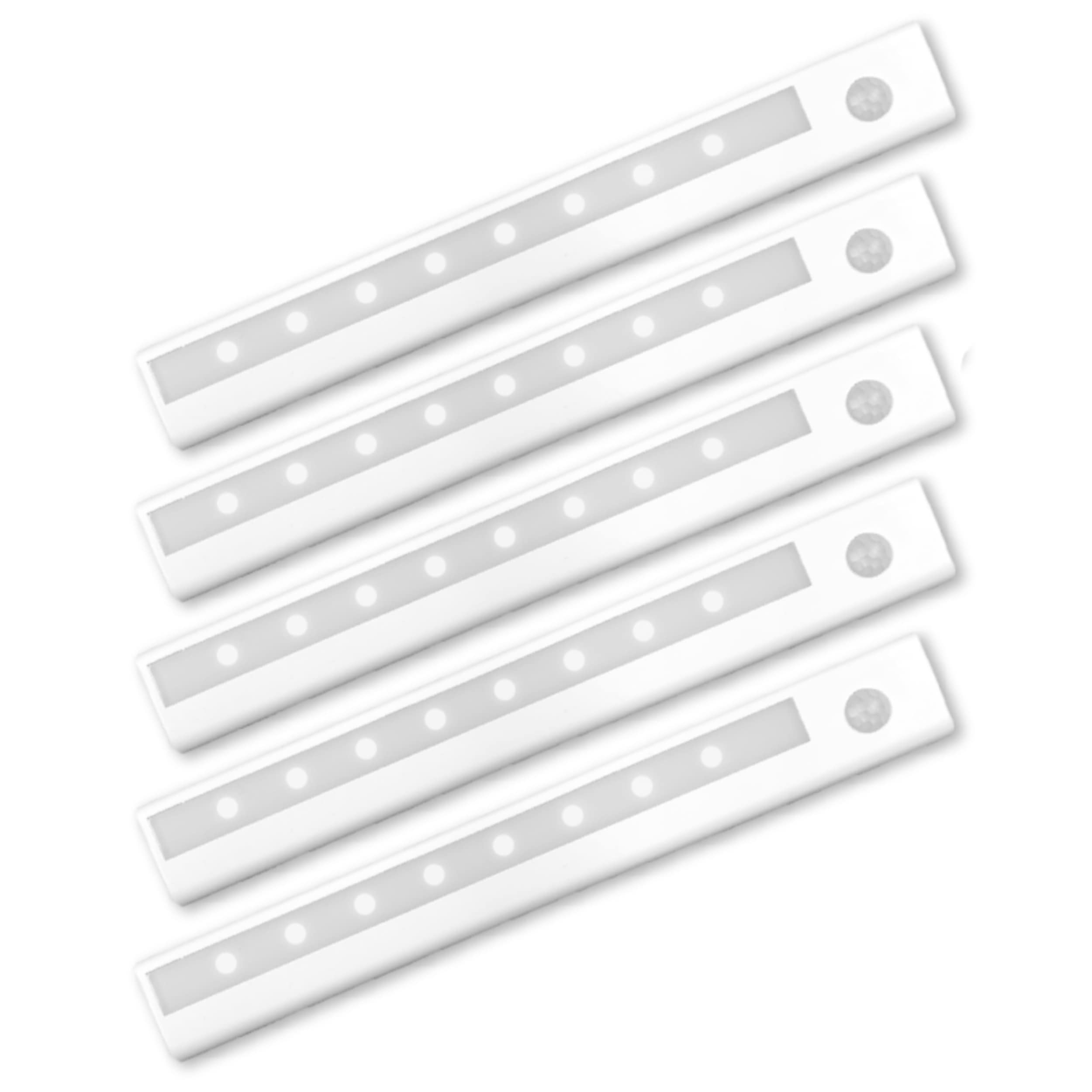 EPOSGEAR Minder 8 LED Stick-On Adhesive Motion Activated PIR Cordless Sensor Light Bar - Perfect for use in Kitchens, Cupboards, Wardrobes, Closets and Other Low Light Areas (5 Lights)