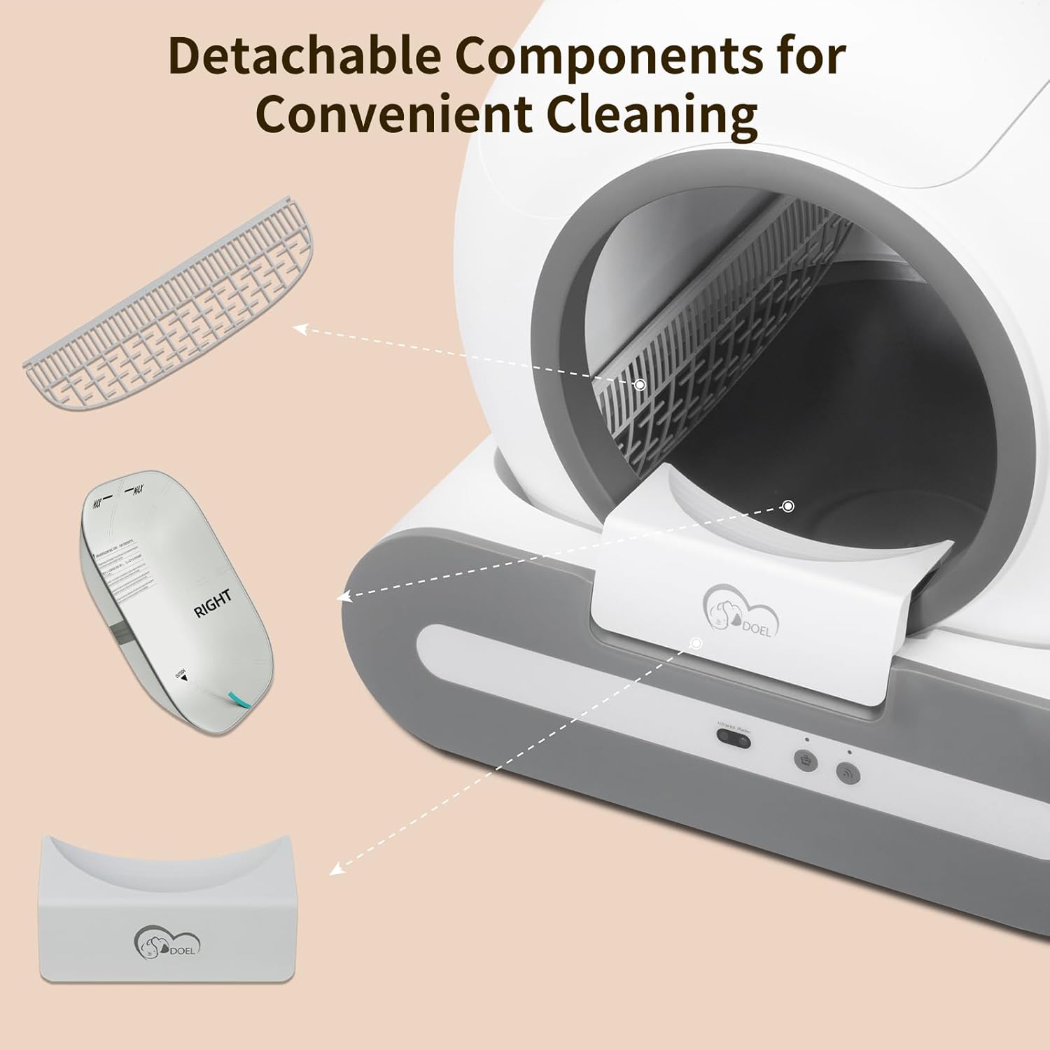 DOEL Cat Litter Box Automatic Cleaning, Automatic Litter Box with Large Capacity, App Control, Safety Protection, Leak Prevention