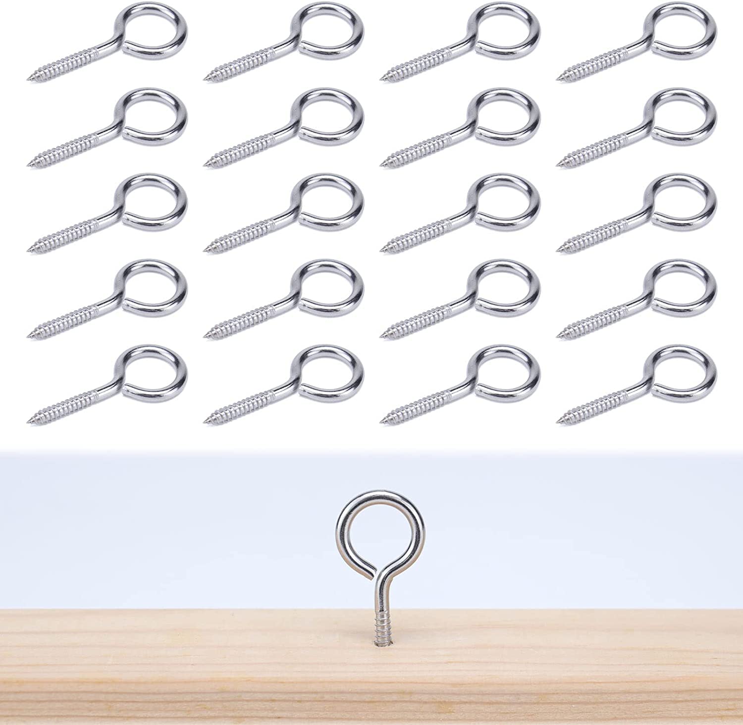 VICTAC Anti-Rust Stainless Steel SS304 1.5" Inch Small Multipurpose Eyelet Screw Metal Screw Close Ring B Hook Screws Wall Ceiling Hooks Pack of 10 Pcs.-image-30