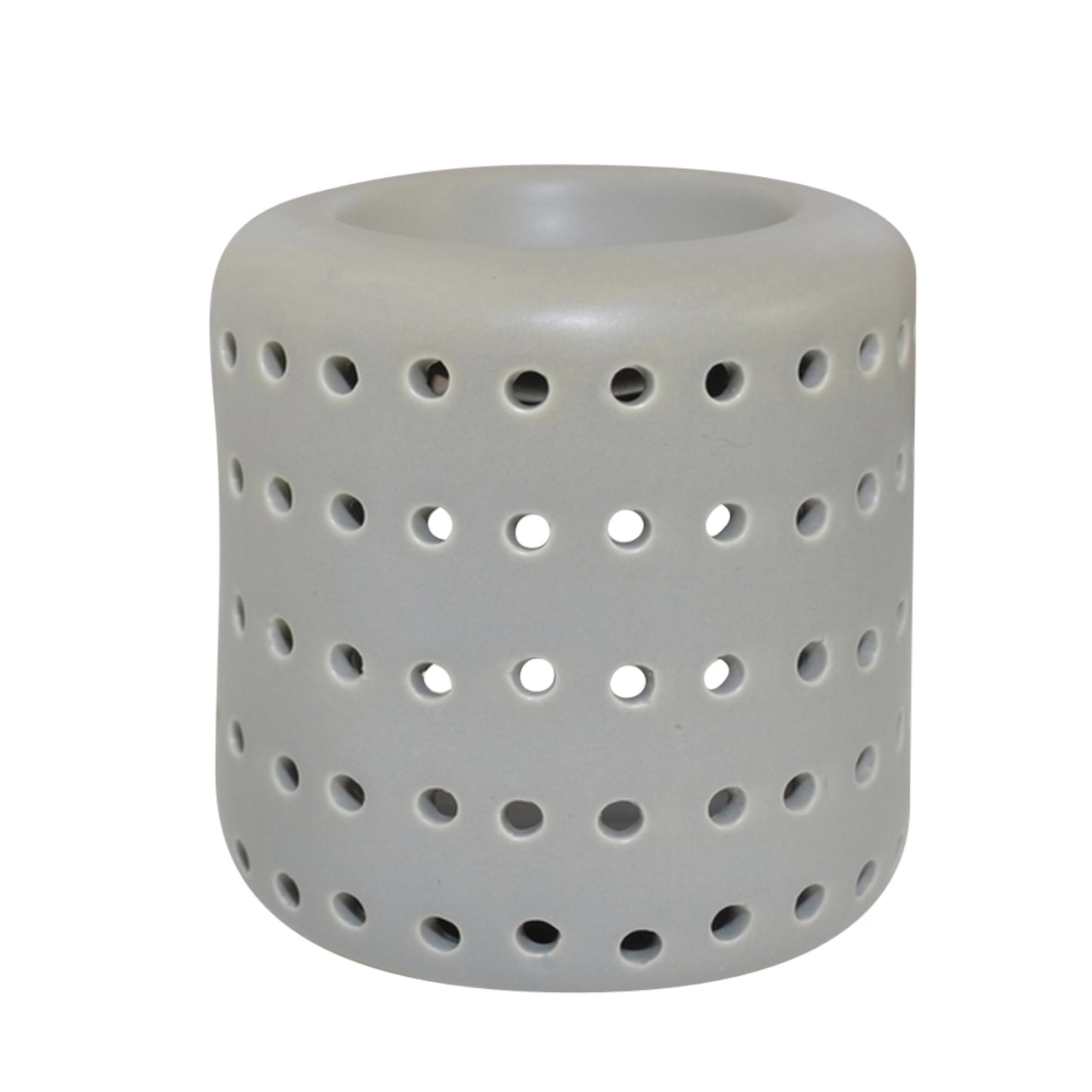 Scented Wax Burner Fondant Perfume, Room Fragrance Burner and Diffuser for Aromatherapy, Decorative Tea Light Holder Made of Grey Ceramic, H 9.5 cm, Coliseo Grey Zen'Arôme