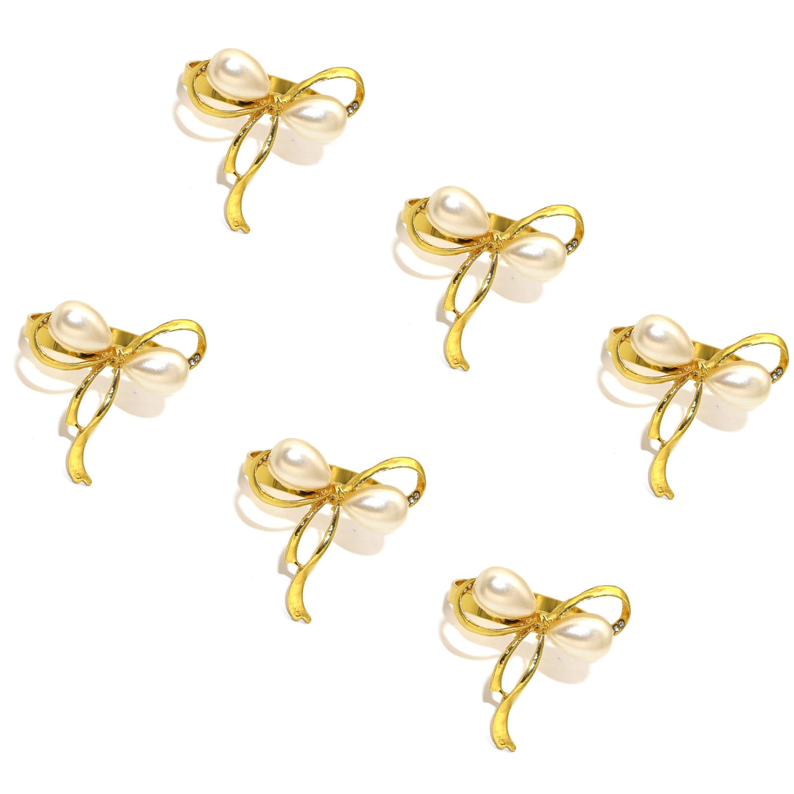 Decorative Pearls Bowknot Napkin Rings Alloy Materials Butterfly Napkin Holders for Daily Use and Parties Party Tableware Decorations