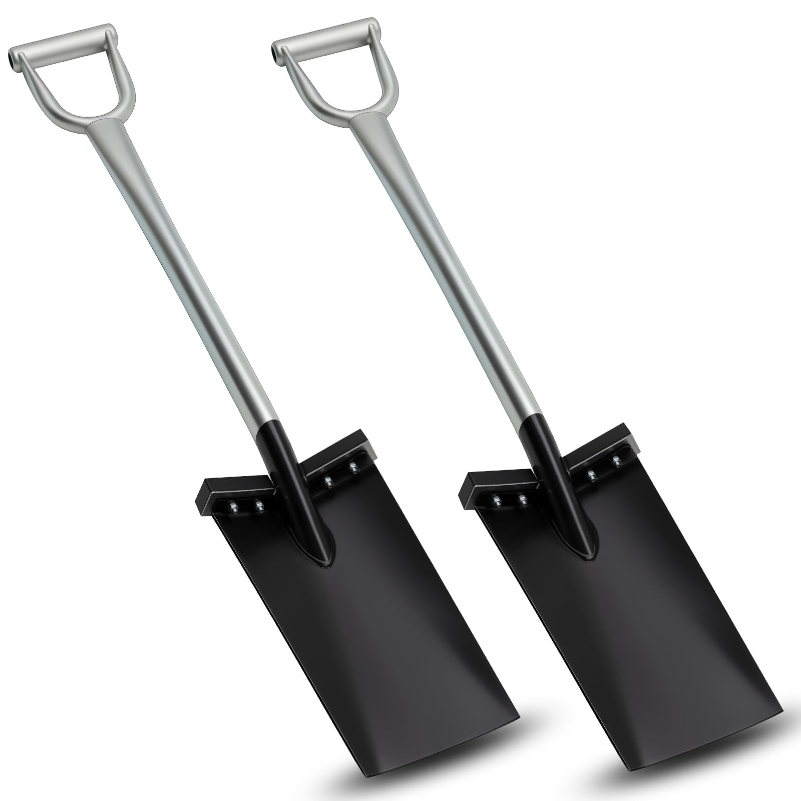 2 Pcs All Steel Trenching Spade with D-Grip Handle Removable Footpads