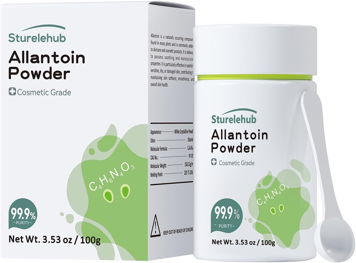 Allantoin Powder, 3.53 OZ 99.9% Purity, Cosmetic Grade, DIY Allantoin Emulsion, Allantoin Cream, Allantoin Lotion, Allantoin Masks, Allantoin Helps to Hydrate And Moisturize The Skin