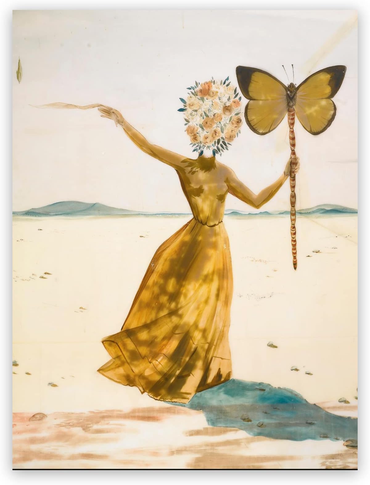 Salvador Dali Wall Art - Butterfly Woman Canvas Art Print - Vintage Butterfly Poster - Surrealist Painting Cool Wall Decor for Kid's Room Bedroom Girl Room Unframed (12x16in/30x40cm)
