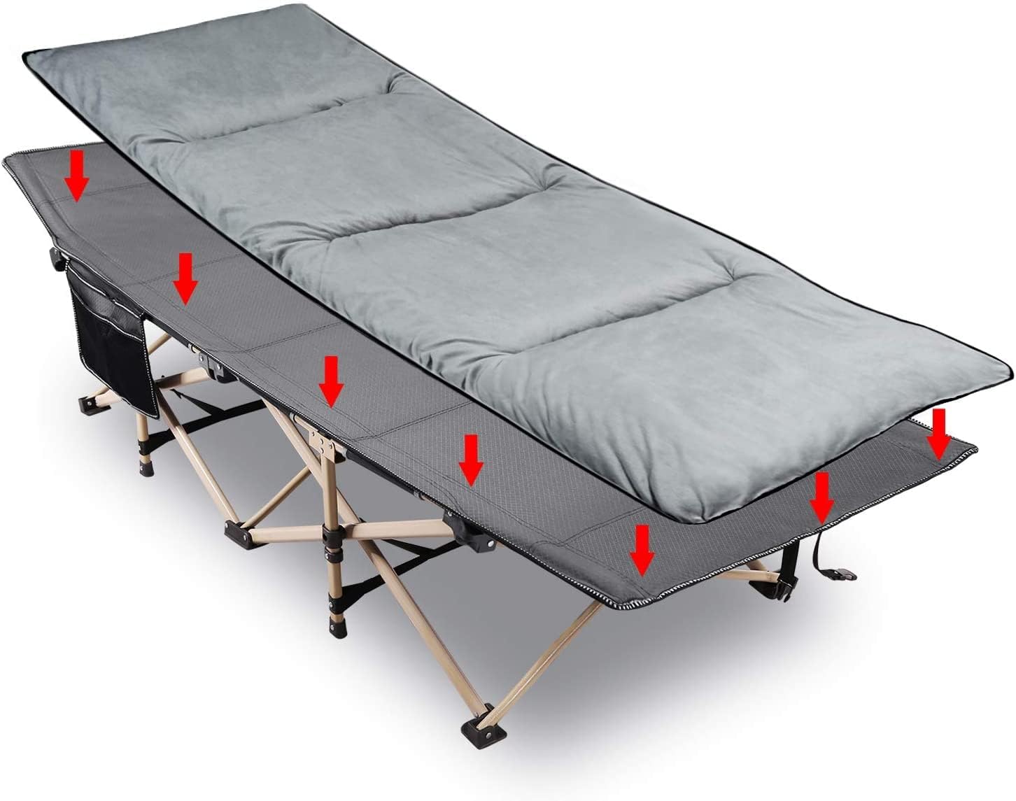 REDCAMP Folding Camping Cot with Mattress Pad for Adults, Heavy Duty