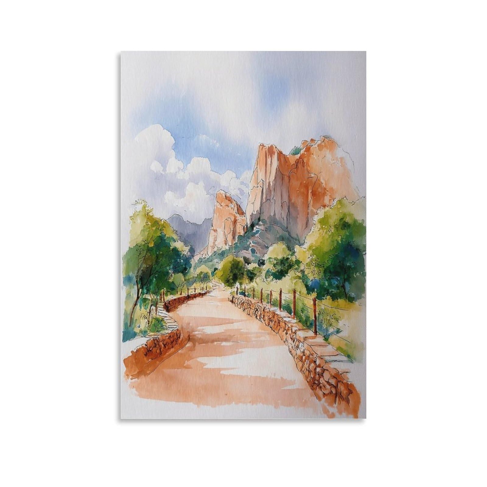 LCYNNH Sedona Arizona Watercolor 12x18inch(30x45cm) Vintage Travel Poster Watercolor Canvas Art