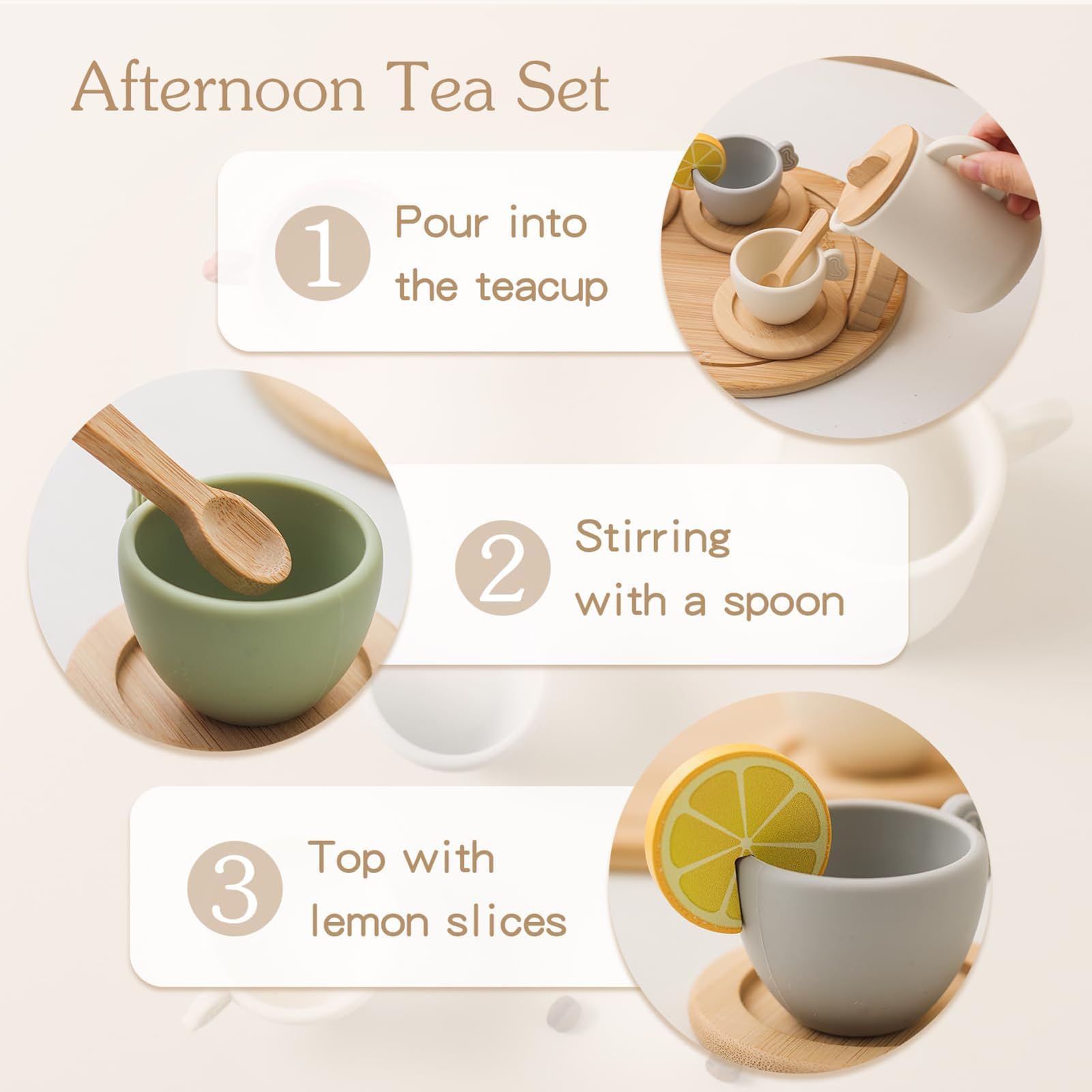Ensemble De Thé Pour Enfants – Jeu De Simulation Cuisine – 15 Pièces Avec Théière, Tasses Et Plateau – Dès 3 Ans – Style1